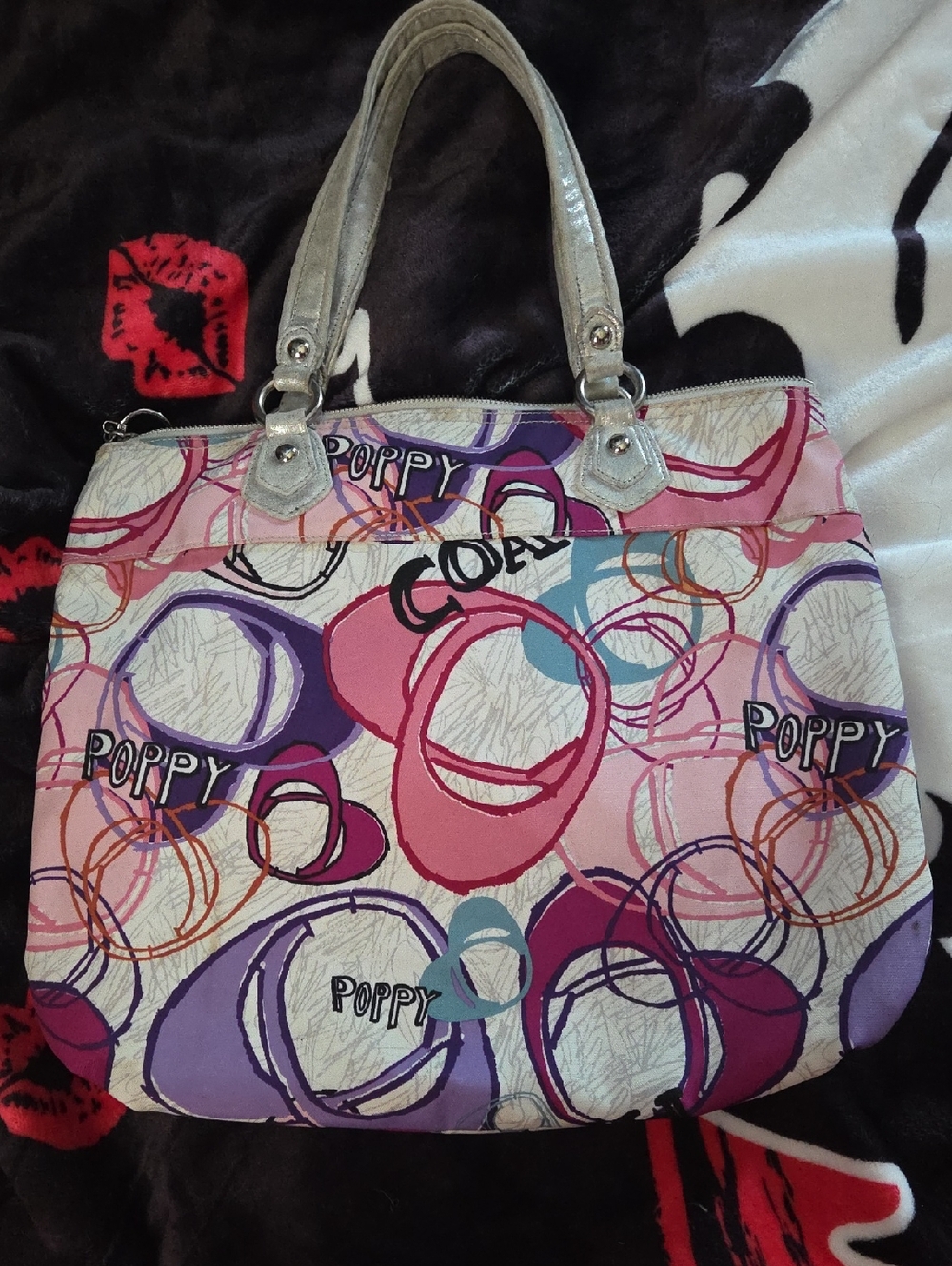 Coach Poppy Printed Tote Bag in Pink & Purple